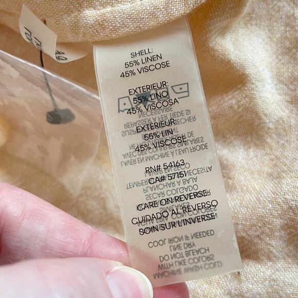 Karl Lagerfeld Linen Blend Button Down Shirt Womens S Roll Tab Peach Resort - Picture 9 of 14